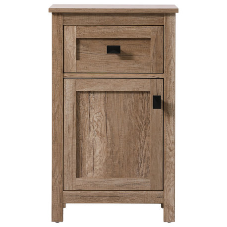 18" Wide Bathroom Storage Freedstanding Cabinet, Natural Oak