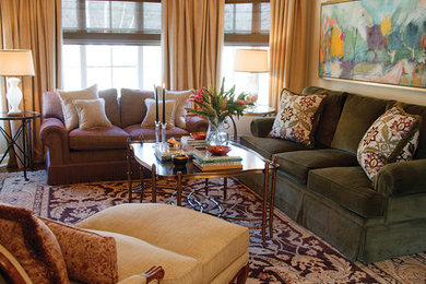 Inspiration for a mid-sized timeless formal and enclosed light wood floor and brown floor living room remodel in Toronto with beige walls, no fireplace and no tv