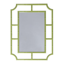 Worlds Away Marian Lime Green Lacquer Mirror - Bathroom Mirrors