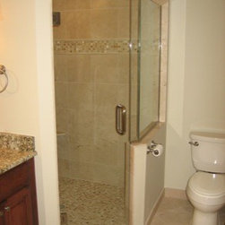 Framless Return Shower Doors with Knee Walls - Shower Doors