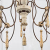 LNC 9-Light French Country Gray Off-White Wood Candle Plus Distressed Chandelier