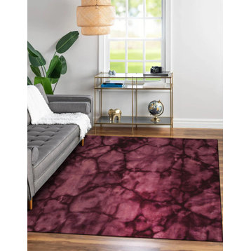 Handmade Wool Purple Contemporary Abstract Dip Dyed Rug, 2'x12'