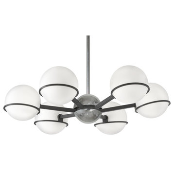 Dainolite SOF-286C Sofia 6 Light 28"W Chandelier - Matte Black / Polished