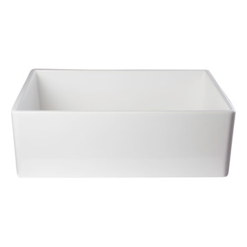 Biscuit 30" Contemporary Smooth Fireclay Farmhouse Kitchen Sink, White