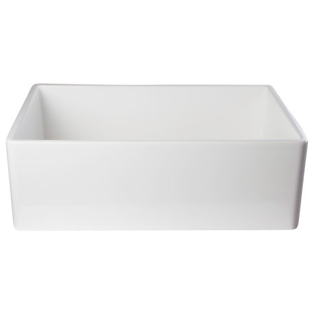 Biscuit 30" Contemporary Smooth Fireclay Farmhouse Kitchen Sink, White