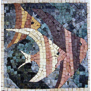 Colorful Fish Mosaic, 24" X 24"