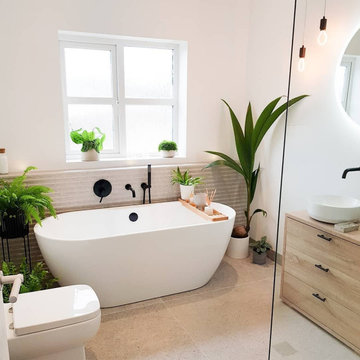 Modern Wall-Mount Matte Black Bathtub Filler Faucet with Handshower Solid Brass