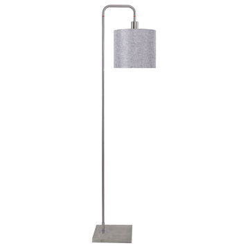 62 Brushed Nickel Floor Lamp With Light Gray Drum Shade