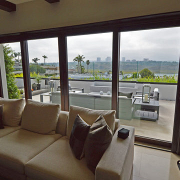 Well-Lit Modern Living Room Where the Wine Cellar Was Installed