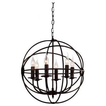 CWI Lighting Arza 6 Light Up Farmhouse Metal Chandelier in Brown