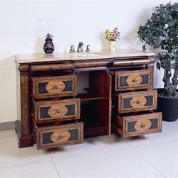 Antique 60 inch Multi-Brown Antique Single Sink Vanity - Bathroom Vanities And Sink Consoles
