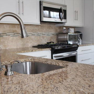 White L-Shape Open Kitchen