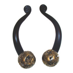 Myterra Gemstone Hardware - Gemstone 4" Cabinet Pull, Pyrite Sphere - Cabinet And Drawer Handle Pulls