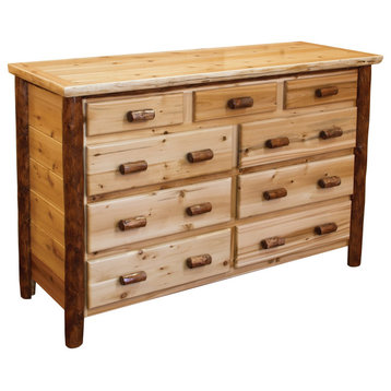 Two-Tone White Cedar Log 9-Drawer Dresser