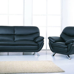 Jonus Modern Italian Black Leather Living Room Set - $1877.04 - Sofas