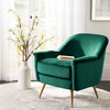 Rena Mid Century Arm Chair Emerald/ Brass