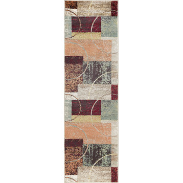 Conner Contemporary Abstract Area Rug, Multicolor, 2'x10'