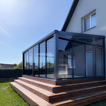 Véranda Moderne en Aluminium Anthracite 4 Saisons