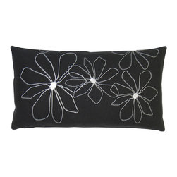 k studio - Hawaii Rectangular Pillow, Black With White Stitch - Decorative Pillows