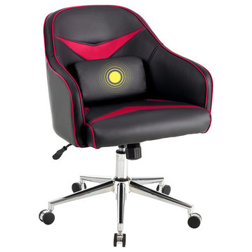 Office Chair Task Desk Swivel Adjustable Height w/ Massage Lumbar Support Red