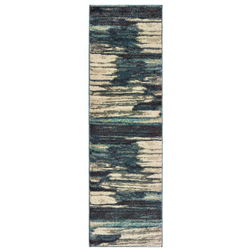 Oriental Weavers Carson Blue/ Ivory Abstract Indoor Area Rug 2'3"X7'6"
