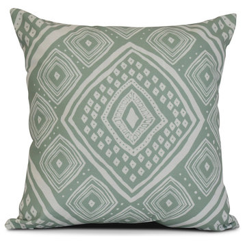 Diamond Jill, Geometric Print Pillow, Soft Green, 16"x16"
