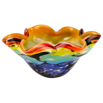 Badash J587 Allura Murano Art Glass Wavy Centerpiece Candy Bowl