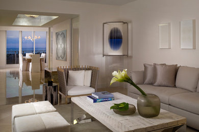 Example of a trendy living room design in Miami