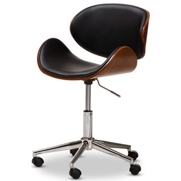 Bowery Hill Faux Modern Leather Metal Office Chair in Black