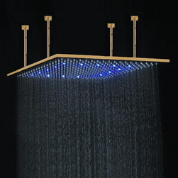 Gold Tone Square Color Changing LED Rain Shower Head - Showerheads And Body Sprays