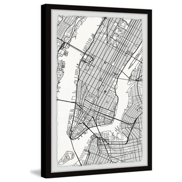 "New York Line Map" Framed Painting Print, 8x12