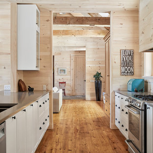 75 Beautiful Farmhouse Kitchen With Stainless Steel Countertops