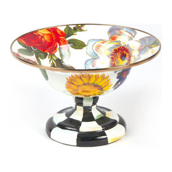 Flower Market Small Enamel Compote - White | MacKenzie-Childs - Serving Utensils