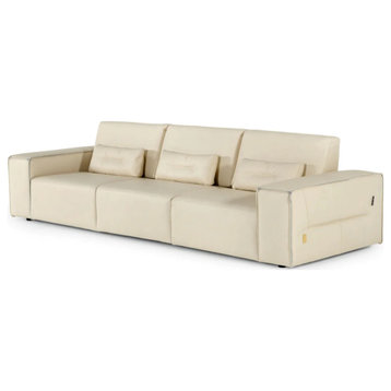 Cleo Italian Modern Cream Leather Sofa
