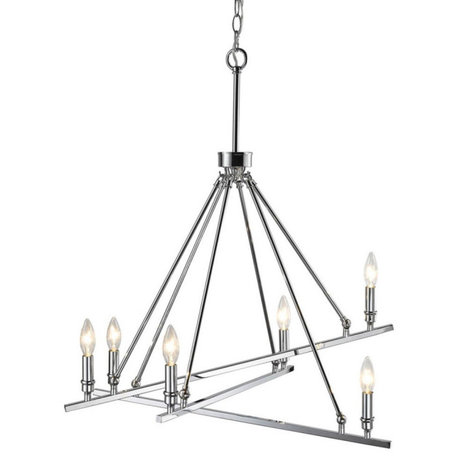 Golden Garvin 6-LT Chandelier 2360-6 CH, Chrome