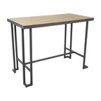 LumiSource Roman Counter Table, Gray Metal And Natural Bamboo