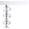 Kevin Glass and Metal LED Table Lamp, Clear and Chrome, Set of 2, 22"
