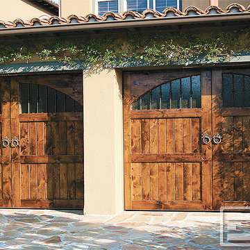 Tuscan Garage Door 09 | Architectural Design With Iron Hardware & Antique Glass!