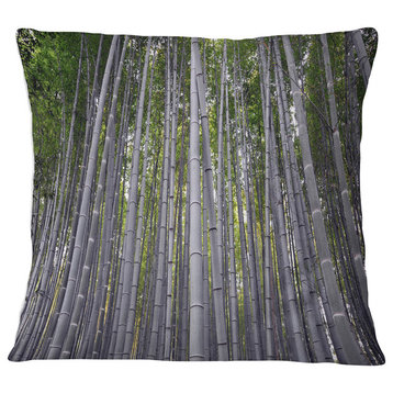 Thick Bamboo Trunks in Japan Forest Throw Pillow, 18"x18"