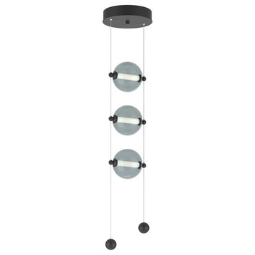 Abacus 3-Light LED Pendant Black Standard, Cool Grey Glass