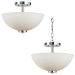 Sea Gull Lighting - Sea Gull Lighting 77160-05 Oslo - Two Light Semi-Flush Mount - Fixture is dual mount and may be installed flush oOslo Two Light Semi- Chrome Etched/White  *UL Approved: YES Energy Star Qualified: n/a ADA Certified: n/a  *Number of Lights: Lamp: 2-*Wattage:100w 2 Medium 100w bulb(s) *Bulb Included:No *Bulb Type:2 Medium 100w *Finish Type:Chrome