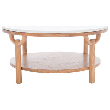 Safavieh Couture Puck Marble Top Coffee Table Natural/White
