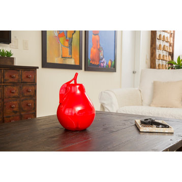 Finesse Decor Pear Resin Handmade Sculpture, Red