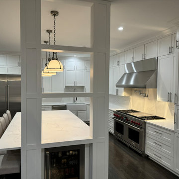 Custom hand made and assembles all wood cabinetry with SubZero,Wolf,Cove applian