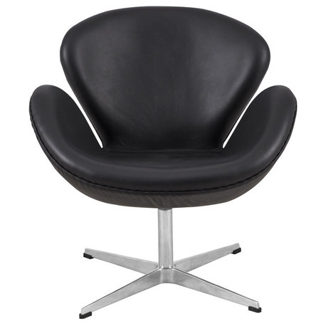 Bow Lounge Chair, Black Leather