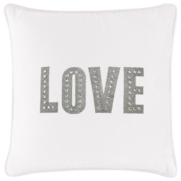Sparkles Home Love Montaigne Pillow, White Velvet, 20x20