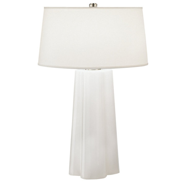 Robert Abbey 434 Table Lamps White Cased Glass w/ Polished Nickel Wavy