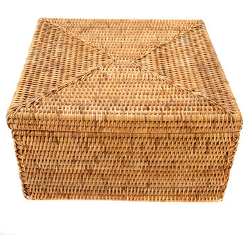 Artifacts Rattan™  Storage Box With Lid, Letter File, Honey Brown