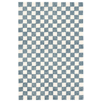 Savannah Checkerboard Indoor Area Rug Blue 3'6" x 5'6"