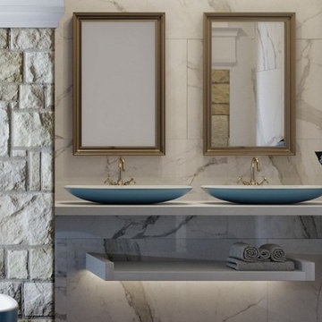 Aquatica Coletta-B Jaffa Blue-Wht Stone Bathroom Vessel Sink